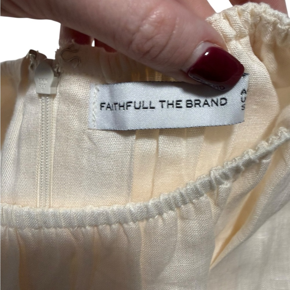 Faithfull the Brand Las Flores Maxi Dress size 4/ Small 100% linen ivory color - Picture 2 of 11
